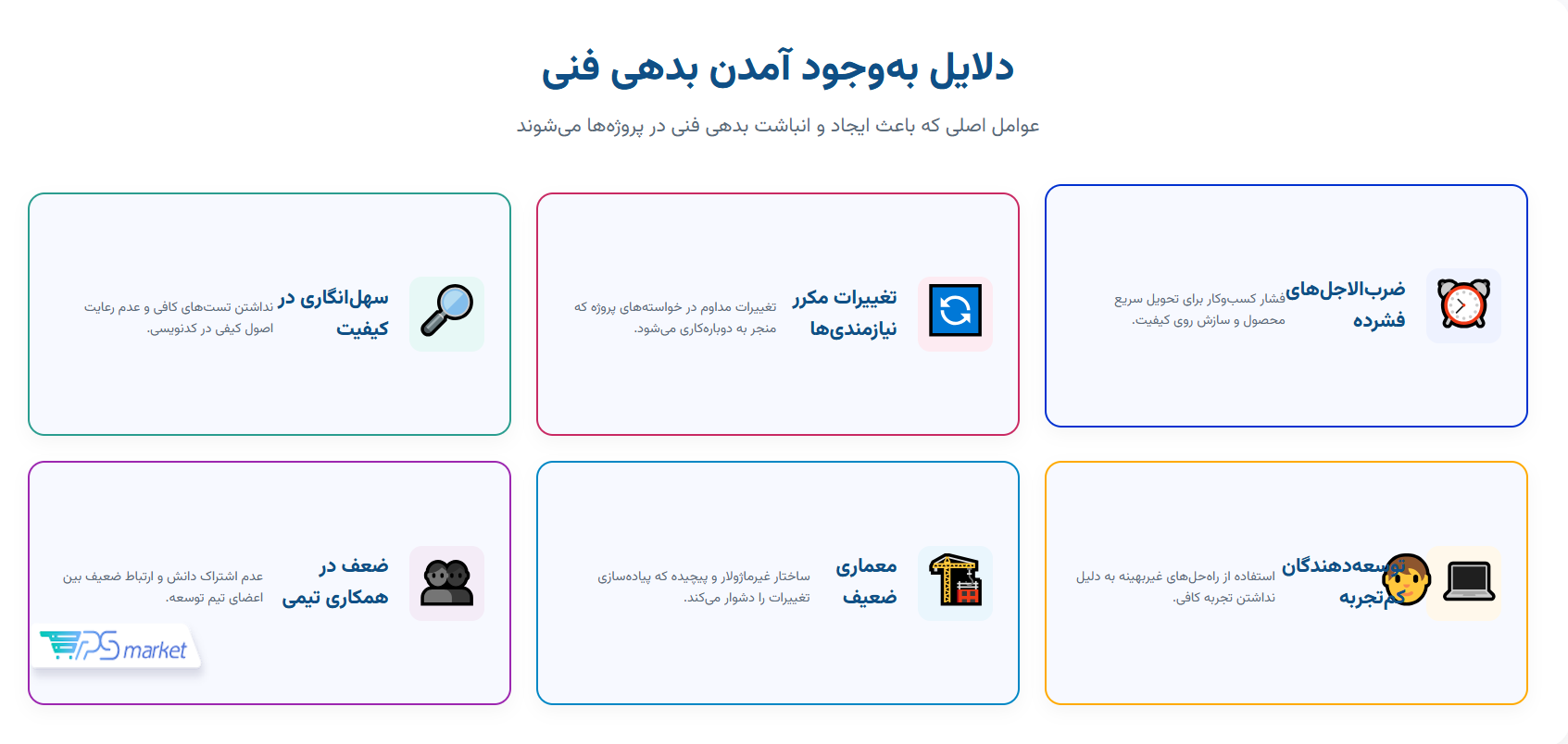 دلایل به‌وجود آمدن بدهی فنی