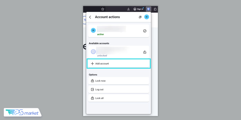 اضافه کردن اکانت در افزونه Bitwarden
