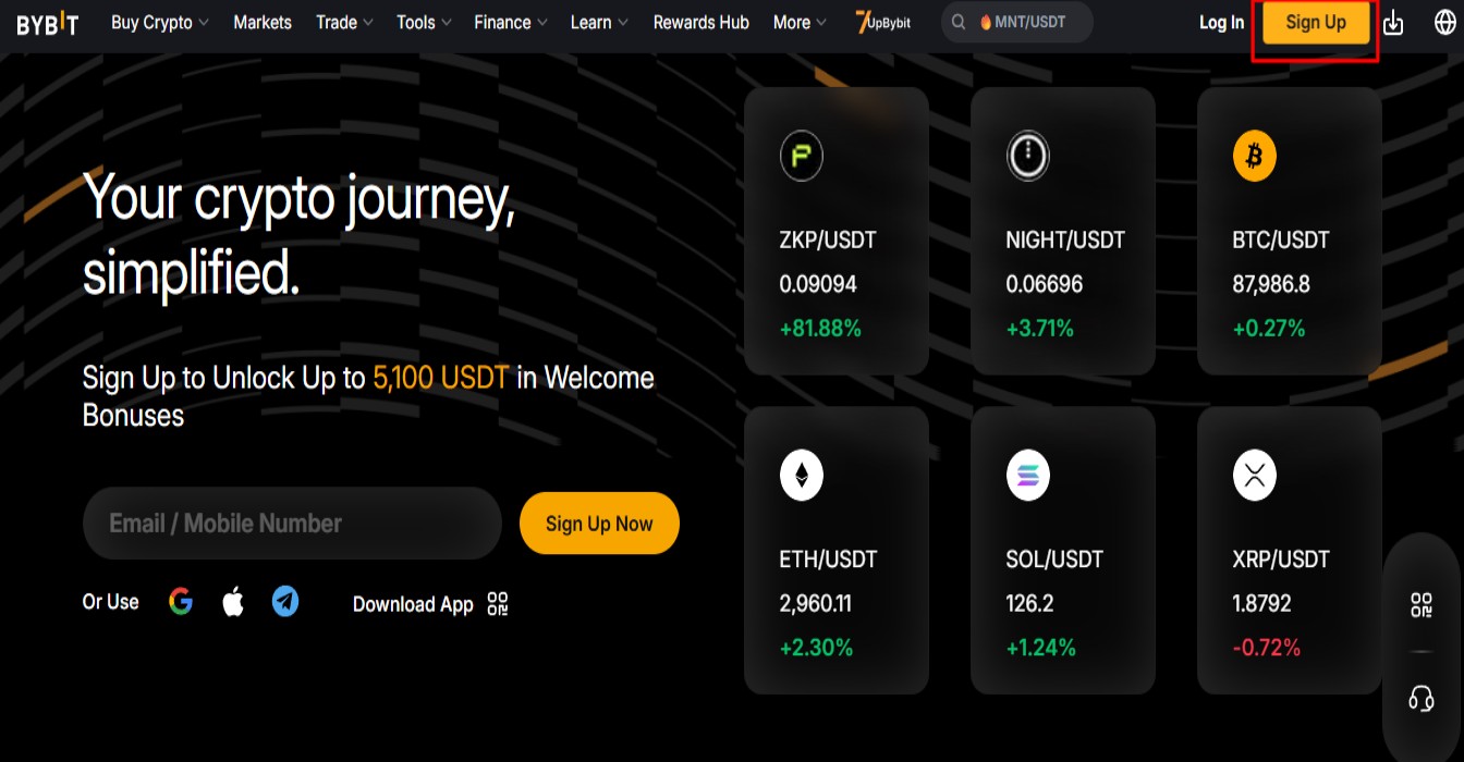 آموزش ثبت نام در صرافی bybit