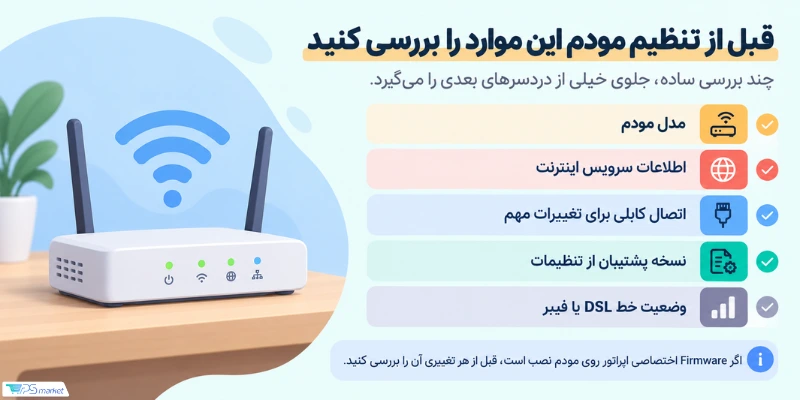 5 مرحلۀ تنظیم مودم