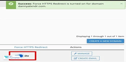گزینۀ Force HTTPS Redirect در بخش Domains سی پنل